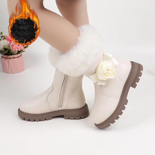 Toddler Riding Boots Girls Tall Furry Dressy Ankle Boot Kids Comfortable Zipper Chunky Snow Booties Thick Sole Mid Calf Boots4