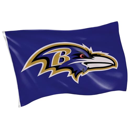 NFL Baltimore Ravens Flag 3 x 5 Outdoor Durable House Flag with Grommets | Sport Team Flag & Banner | Indoor Wall Decor for Room | Works with Flag Poles for Outside House