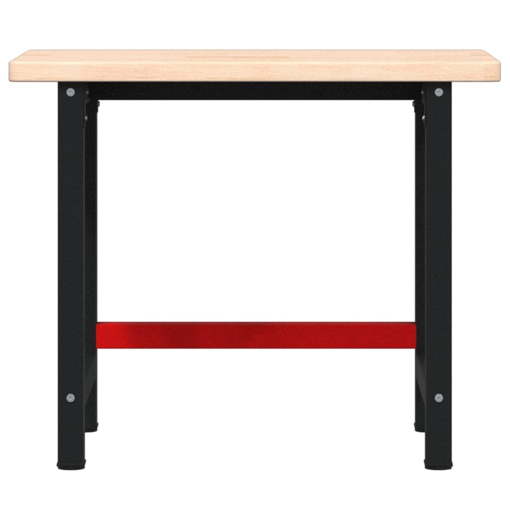 vidaXL Banco Lavoro 100x60x83 cm Legno Massello Rovere Rettangolare, tavolo da lavoro, postazione da lavoro, banco da lavoro in metallo