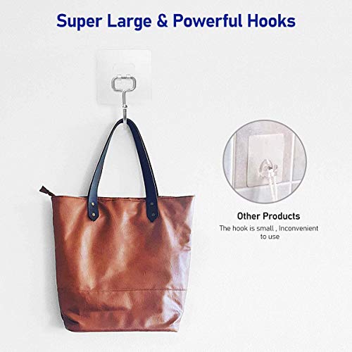 Image of JIALTO 10 PCS Large Adhesive Hooks 22Ib(Max), Waterproof and Rustproof Wall Hooks for Hanging Heavy Duty, Stainless Steel Towel and Coats Hooks to use Inside Kitchen, Bathroom, Home and Office