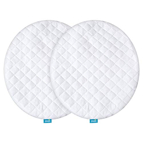 Image of Waterproof Bassinet Mattress Pad Cover Compatible with Fisher Price On The Go Baby Dome, 2 Pack, Ultra Soft Surface, Breathable and Easy Care
