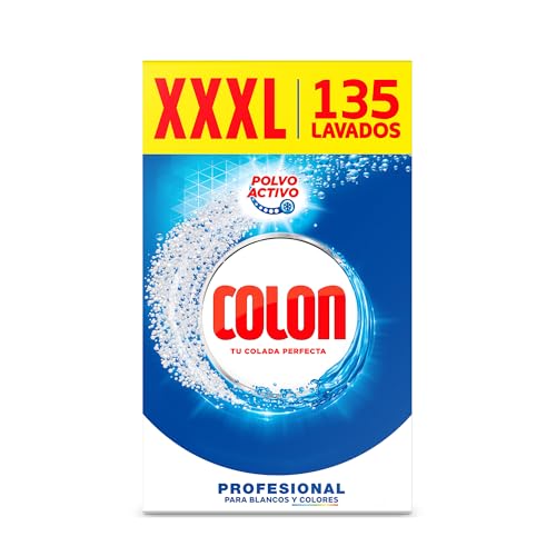 Colon Polvo Activo - Detergente para lavadora, adecuado para ropa blanca y de color, formato polvo - 135 dosis, 7.037 kg