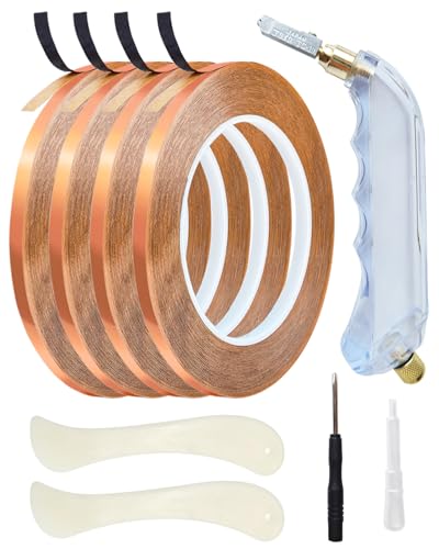 7/32 Inch Black Lined Copper Foil Tape for Stained Glass and Crafts, 4 Rolls 36 Yards, Stained Glass Supplies, Stained Glass foil, Glass Cutter for Stained Glass