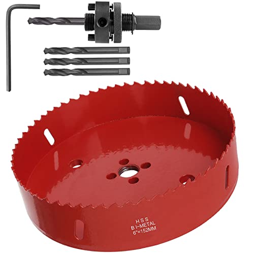 Acrux7 Cornhole Boards Hole Saw Blade, 6in Corn Hole Drilling Cutter for Cornhole Game (Red, 150mm), Heavy Duty Hole Saw