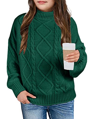 Girls Sweater Pullover Cable Knit Long Sleeve Turtleneck Chunky Warm Top