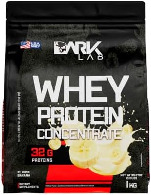 Whey Protein Concentrado Dark Lab, 1kg, Banana, Ganho de Massa Mu...