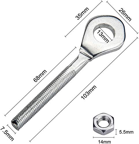 0.4" Chain Axle Adjuster, Mellbree 13Mm Aperture Dirt Bike Chain Accessories Compatible For Taotao 50Cc 70Cc 90Cc 110Cc 125Cc 250Cc Atv Quad Dirt Bike Chain Tensioner #TOP1