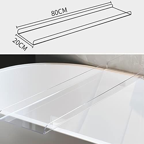 Clear Acrylic Bathtub Tray Caddy – Luxury Bathroom Organizer with Phone Bracket, Waterproof & Anti-Fall, Nordic Style, Multi-Function Tub Shelf，Clear 29.5