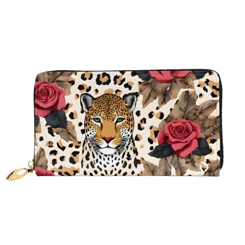 Striped Leopard Long Leather Wallet,Large Capacity Soft Pu Leather Purse For Women With Multiple Card Slots Phone Pocket And Zipper Coin Purse Stylish Phone Card Holder Clutch