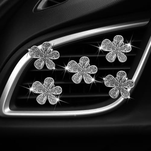 Image of 5 Pcs Car Vent Clip,Bling Flower Car Air Fresheners Vent Clips Cute Car Vent Decorations,Car Diffuser Rhinestone Car Interior Decoration Charm Car Vent Accessories