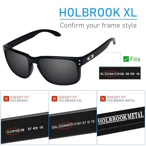 Image of 4 Pairs Replacement Lenses for Oakley Holbrook XL OO9417 Sunglasses - Anti-Scratch Lightweight Lens- Solid Black+Titanium+Ice Blue+Fire Red