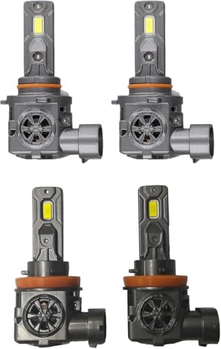 Image of Termitor Powersports Tail Light Assemblies Upgrade Kit, 9005 /HB3 H11 /H9 High-Output Bulbs Combo, 60000LM 6500K White, 1:1 Mini Size Fog & Auxiliary Light with Cooling Fan, Pack of 4