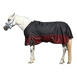 Leberna Couverture d'extérieur pour cheval, 1200D imperméable et respirante, couvertures de soins pour chevaux pour l'hiver, rembourrage de 200 g (noir rouge, 1,75 m)