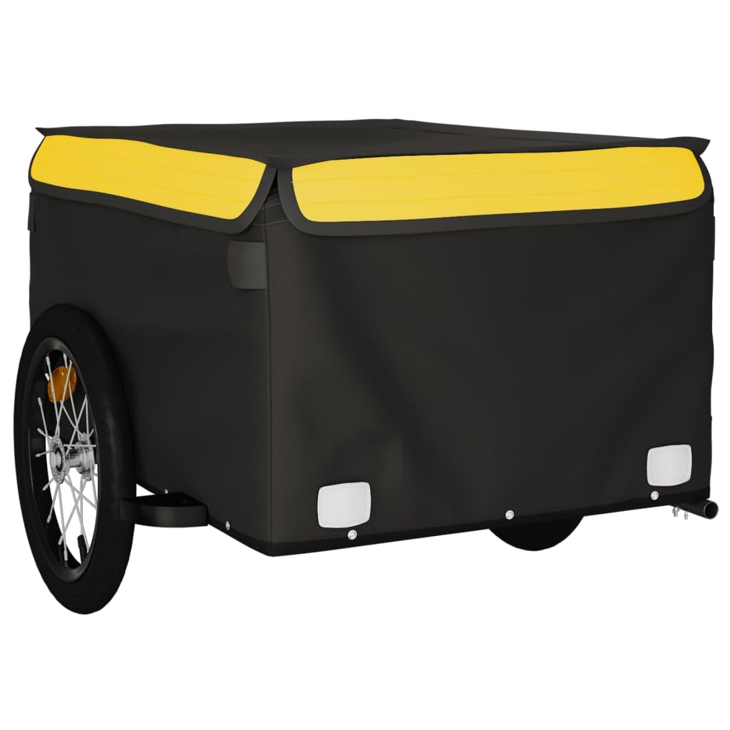 Remolque de bicicleta negro y rojo de hierro, plegable con embrague, bandera de seguridad, adecuado para transporte de equipaje, perros, niños, excursiones al aire libre, compras