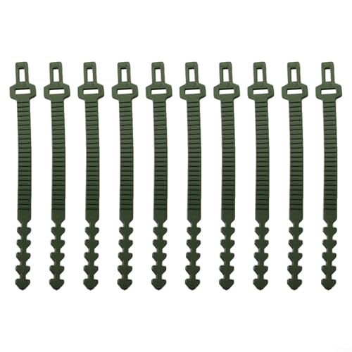 Lot de 10 attaches réglables pour plantes en caoutchouc souple pour la croissance des arbres en plein air, 24 cm de long, vert