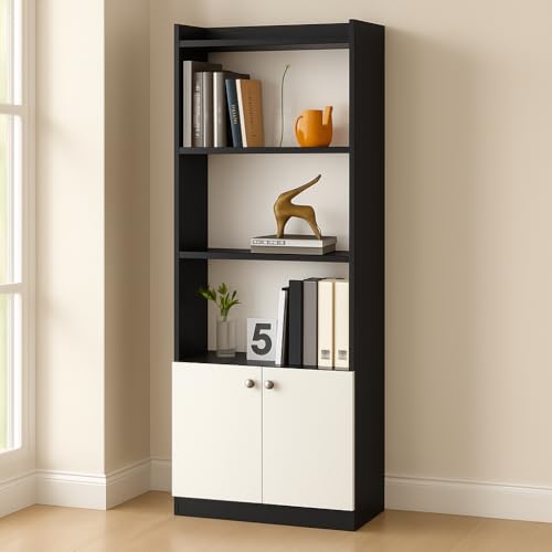 Image of Callas Wooden Bookshelf with Display Unit Cabinet | Engineered Wood Bookcase for Living Room, Bedroom, Office | 1 Year Warranty with Free Installation
