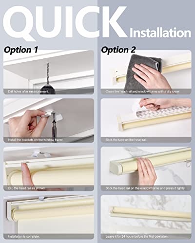 Lazblinds No Tools No Drill Cordless Polyester Dual Layer Zebra Roller Blinds, Light Filtering Sheer Shades Horizontal Window Blinds For Windows Size 35'' W X 72'' H thumb #4