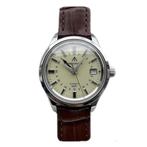 NIADI Classic Japan NH34 GMT Herren-Armbanduhr, Saphirglas, 200 m, wasserdicht, luxuriös, mechanische Sportuhr, V 2, Classic