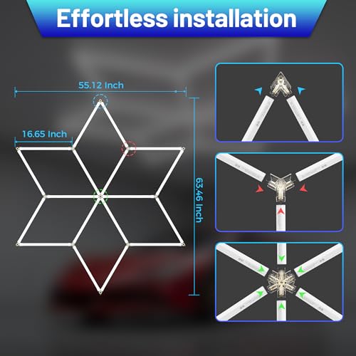 Gneng Hexagon LED Lights, 6500K Cool White 8910LM Honeycomb Ceiling Light for Garage Gym Workshop; Hex Lights for Basement Warehouse Barber - image 6