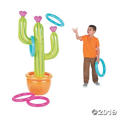Inflatable Cactus Ring Toss Game with Hearts (Includes 6 Rings and Stands 5 feet Tall) Perfect Valentine's Day Party Game