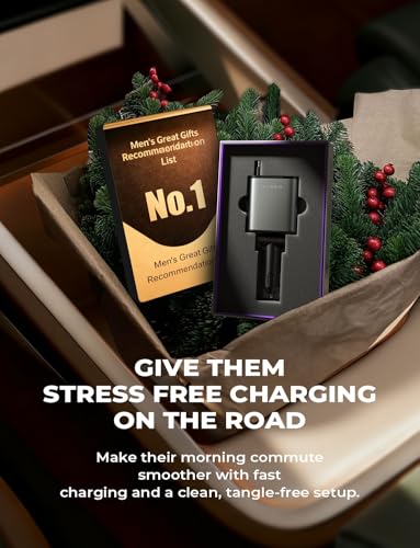 Image of LISEN Retractable Car Charger, 84W Car Charger USB C Fast Charger Adapter, Car Accessories for Men Women, Gifts for Fathers Day for Men Dad Husband, for iPhone 17 16 15 14 13 12 Pro Max, Christmas | Multiple Ports Car Charger, Retractable Car Charger Fast Charge for iPad, for Samsung, Car Accessories for Men Women