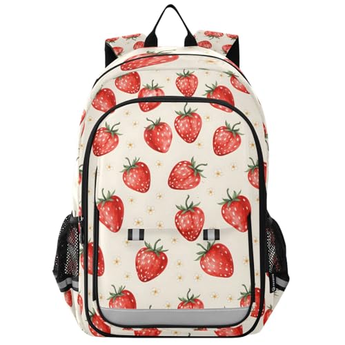 ALAZA Watercolor Red Strawberries Laptop Backpack Purse for Women Men School Bag 17 Inch Bookbag Student Boys Girls Travel Casual Daypack