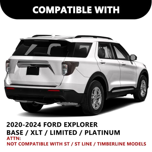 Image of Aosky LED Tail Light Assembly Compatible with 2020-2024 Ford Explorer Base /XLT /Limited /Platinum Rear Taillight Brake Signal Lamp (Dark Red Housing Smoke Lens)
