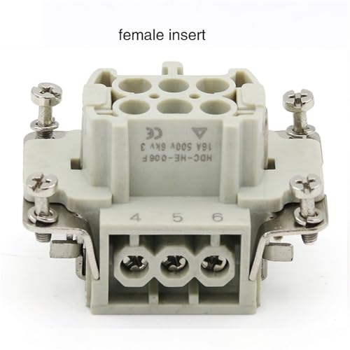 Conector rectangular de alta resistencia HE-06 industrial de 6 núcleos y 16A 4