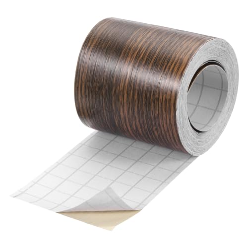 Image of uxcell 1 Roll Wood Grain Tape, 2.36 inch x 26 Ft Realistic Textured Repair Tape Self Adhesive Wood Textured Patch for Floor Wall Door Table Cabinets Desk Furniture Home Decor(Brown)