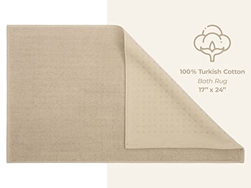 American Soft Linen Bath Rug, 17 In 24 In 100% Cotton Bath Mats Rugs For Bathroom, Non Slip Washable Shaggy Form Area Rugs, Beige Bath Rug #TOP3