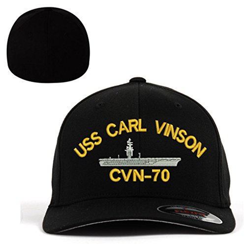 USS Carl Vinson CVN-70 Military Flexfit Baseball Cap Military Hat Black L XL