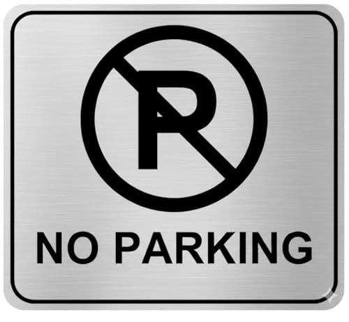 Image of NO PARKING Premium Brush Silver Black Acrylic Sign Board 6x6 Inch, Modern,Durable.Self Adhesive Ideal for office,Clinics,Malls,Hotels,Hospital,commercial space