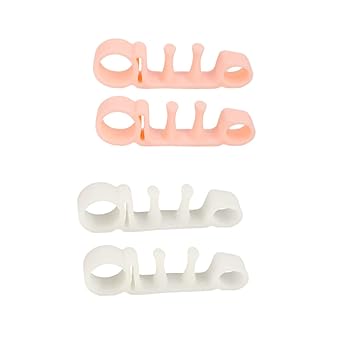 Beavorty 2Pairs Toe Separator Five Hole Snail Shape Bunion Corrector for Relief Washable Reusable Toe Straightener for Hallux White Skin Color