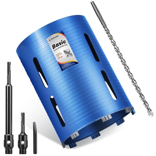 Image of DaduoRi 180mm x 240mm Long Core Drill Bit Set with 240mm,110mm SDS Plus Adaptor & Centre Pilot Bit,Diamond Core Drill Set for Brick Block Masonry Stone,1/2 BSP Thread