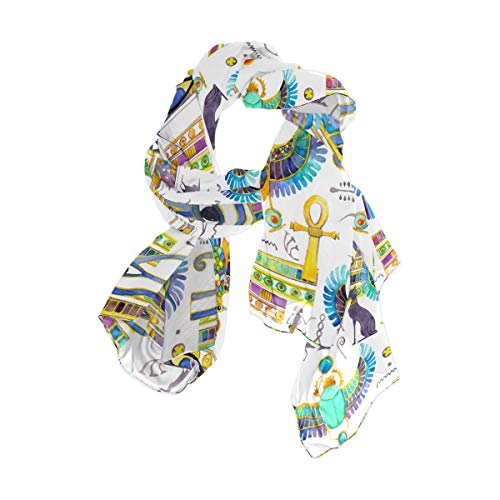 linomo Bufanda grande de seda de gasa para mujer, estilo egipcio antiguo, multicolor, L Cover