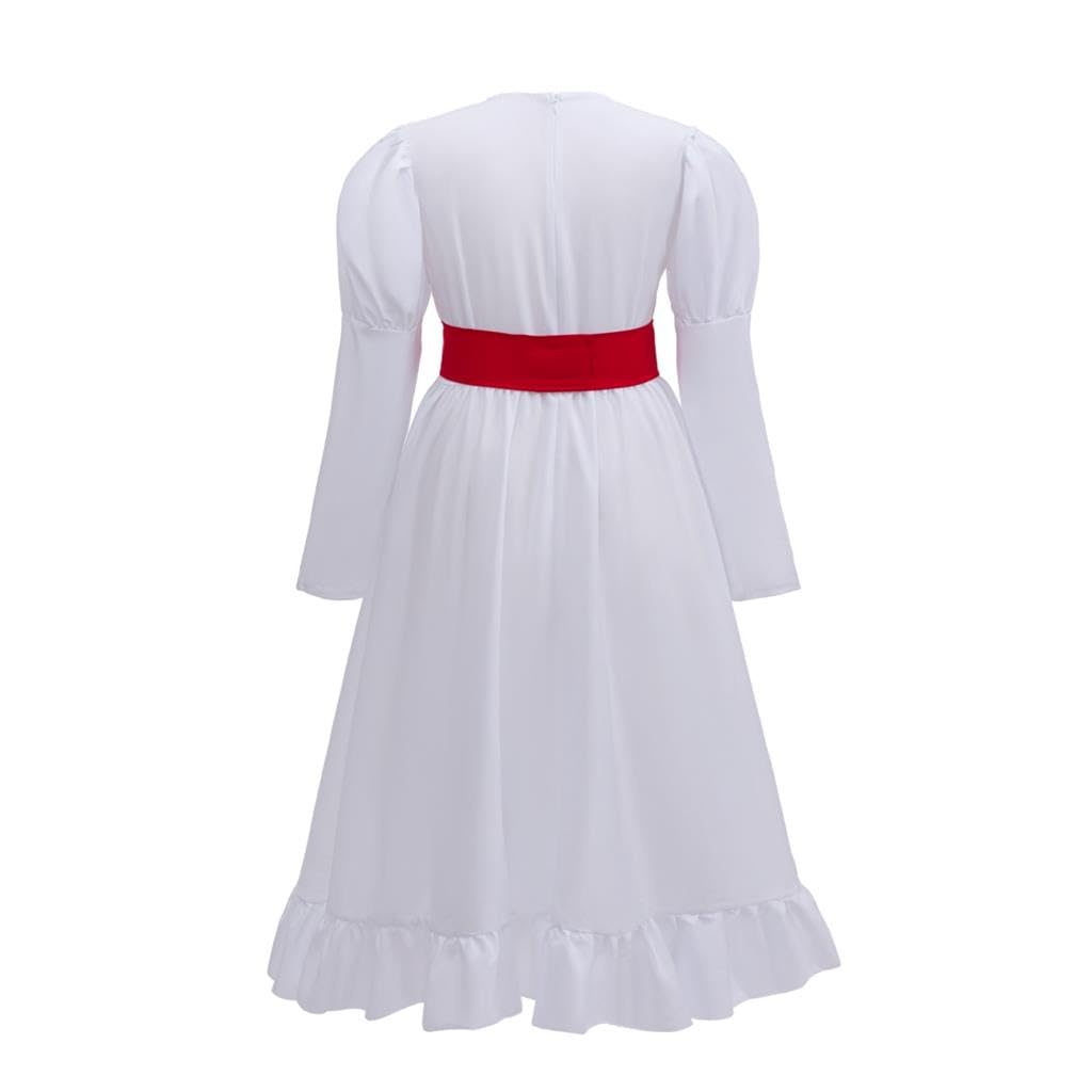 Lito Angels Girls Haunted Doll Fancy Dress Costume with Wig Red Rose Belt Scary White Outfit for Halloween World Book Day Fancy Dress Party Age 8-9 Years - Image 2