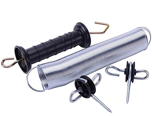 Q mark Electric Fence Gate Kit, Electric Fence Handle Set, Spring Gate Handle Set with 16 feet Tension Spring 2 Corner Ends 1 Black Handle(1 Pack)