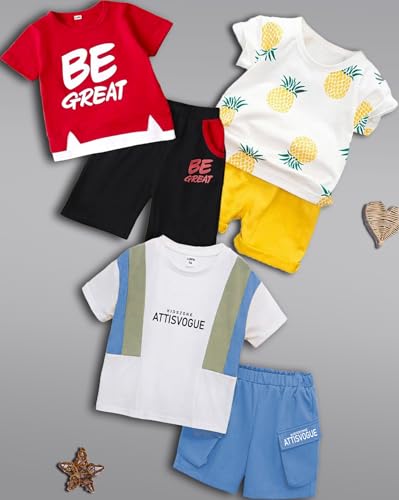 Image of Cotton Clothing Sets for Baby Boys & Baby Girls Kids Clothes for boys kids clothes for girls Printed Kids Clothing Sets (KDST82RD-KDST11MT-KDST87SB1)