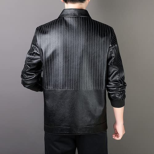Chaqueta de cuero gruesa para hombre con forro de piel sintética miniatura 4