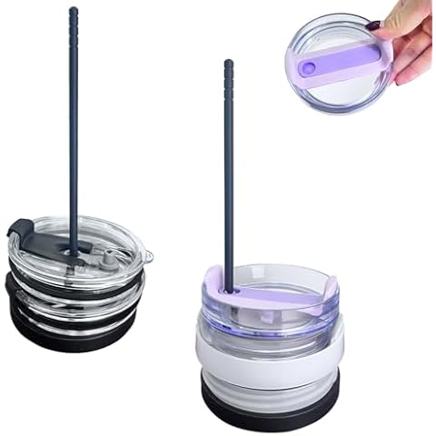 Lapoo Tumbler Lid Organizer, Versatile No Shaking More Stable Tumbler Lid Storage for YETI & Stanley Lids, Dual-hole Design for Drinking and Straw Lids Hold up to 10 Lids, Efficient Space-saving Black Cover