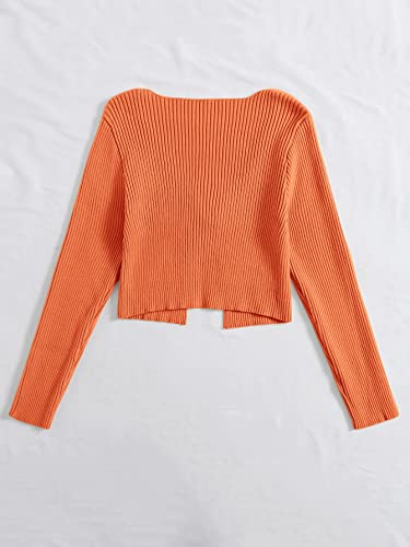 Image of Floerns Women's Tie Front Long Sleeve Rib Knit Shrug Sweaters Cardigan Crop Top