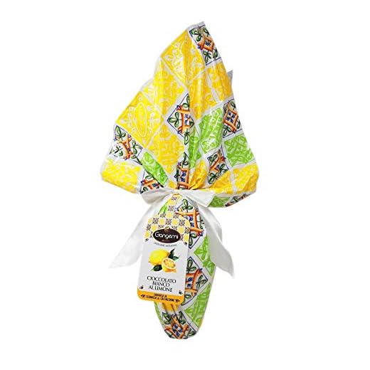 Gangemi - UOVO DI PASQUA - Artigianale - GR 350 CIOCCOLATO BIANCO AL LIMONE CON SORPRESA CERAMICA DI CALTAGIRONE