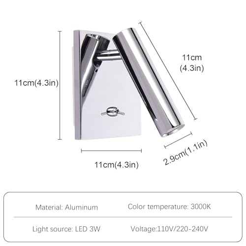 Luz de lectura para cabecero ajustable con interruptor de palanca 7