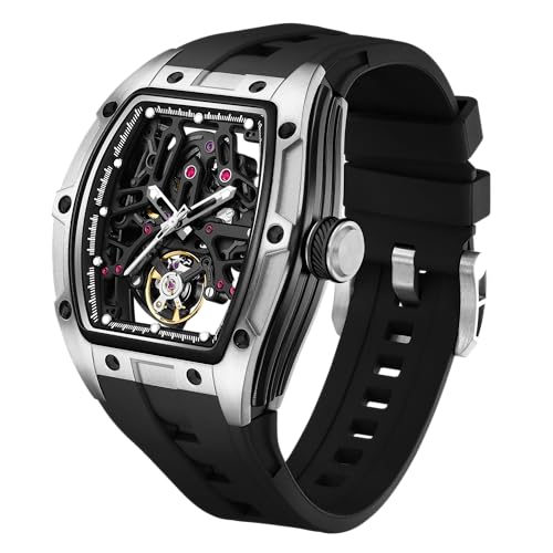 Image of ALIX AL2923 Men's Unique Design Automatic Movement Popular Style Silicone Strap Chronograph Skeleton Watch
