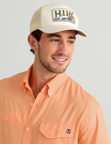 Image of HUK Men's Tide Point Kc Scott Original Artwork Short Sleeve Shirt, Fishing Button Down