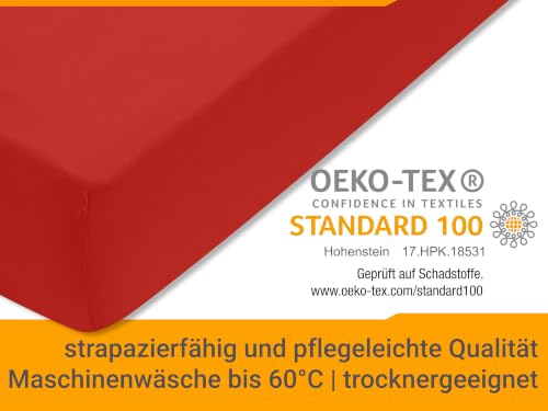 npluseins Jersey Spannbetttuch Baumwolle, 180x200-200x200 cm, Rot – Ansicht 6