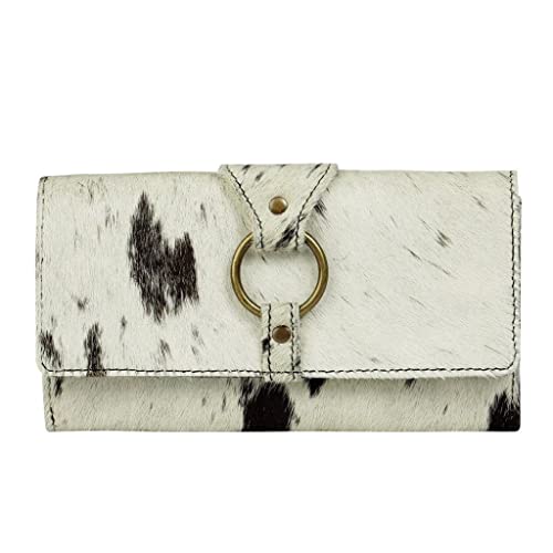 Myra Bag Women's Wallets - RFID Blocking Cowhide Leather Wallet, Credit Card Holder in White and Black