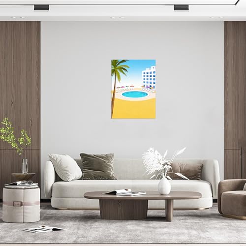 Impression sur toile paysage affiche piscine plage format 80x105cm - 3