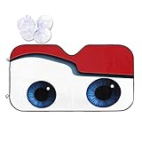 Funny Cartoon Eyes Car Windshield Sun Shade Front Window Blocks UV Rays Accordion Folding Visor...