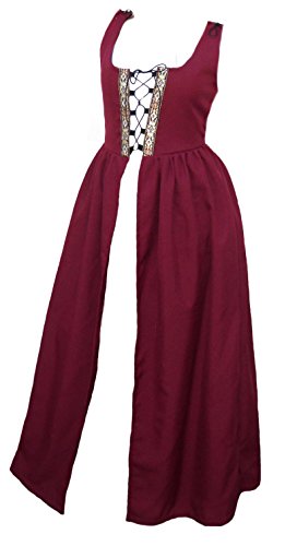 Faire Lady Designs Ships Out Same Day - Women's Renaissance Costume Irish Over Dress Burgundy